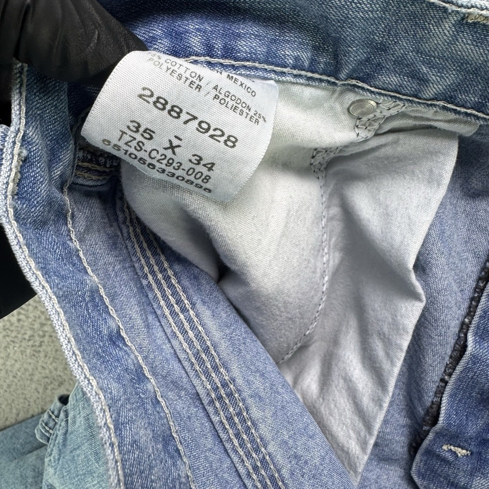 Vintage LEE Carpenter Jeans Mens 35x34 Blue Faded Y2K Baggy Straight Dungarees - Picture 6 of 13